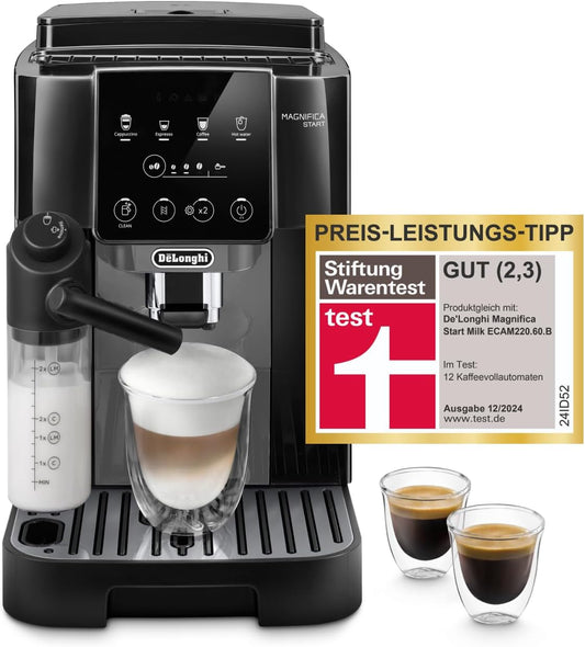 Magnifica Start ECAM222.60.BG-Perfetto Kaffeevollautomat 4 One-Touch-Getränke,Cappuccino Kaffeemaschine,Soft-Touch-Bedienfeld,Schwarz-Grau